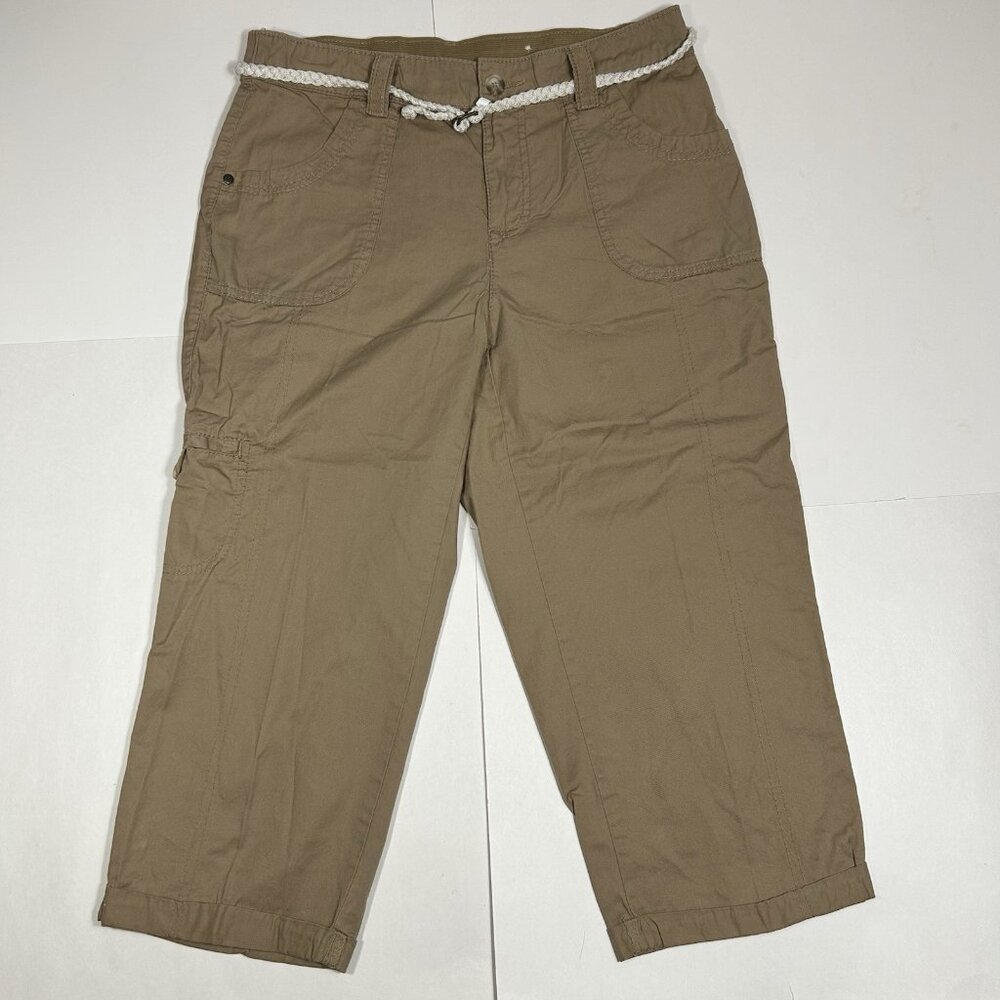 White Stag Women Cropped Cargo Pants Brown Belated 100% Cotton Lightweight Sz 10